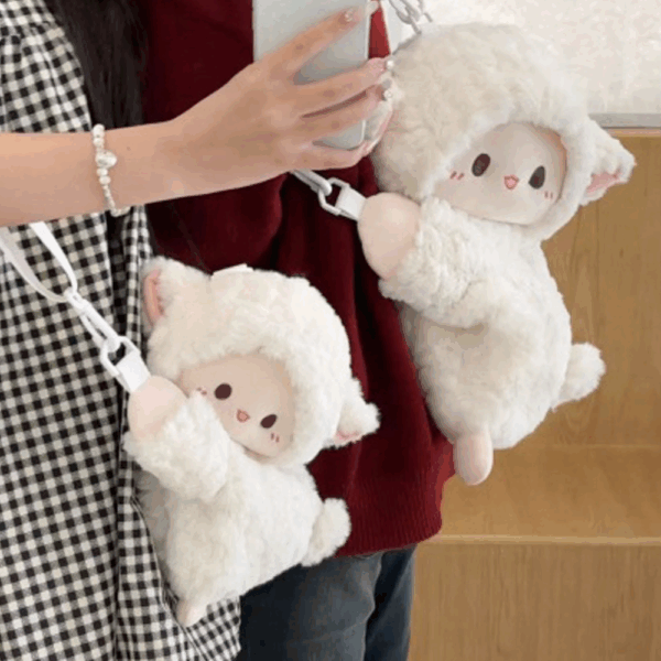 Pink Fluffy Lamb Plush Bag - Image 2