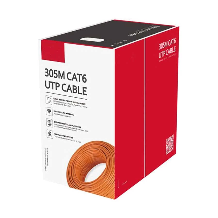 01 Dahua Cat-6, 305 Meter, Orange Network Cable #DH-PFM922I-6UN-C-V2 / DH-PFM922I-6UN-C - Image 1