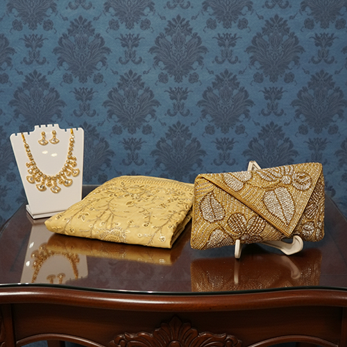 eSufiana (7) Delhi Boutique Dress, Diamond Cut Neckless, Joypuri Purse (Combo) - Image 1