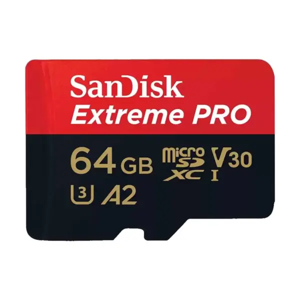 SanDisk Extreme Pro 64GB MicroSDXC UHS-I U3 Class 10 V30 A2 Memory Card with Adapter #SDSQXCU-064G-GN6MA