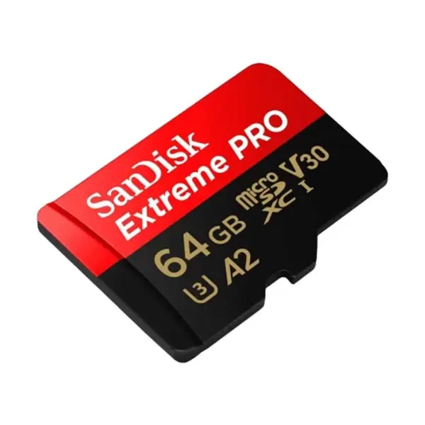 SanDisk Extreme Pro 64GB MicroSDXC UHS-I U3 Class 10 V30 A2 Memory Card with Adapter #SDSQXCU-064G-GN6MA - Image 2