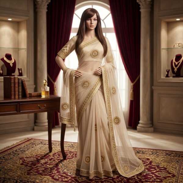 SIMENT NET SAREE (GOLD SHET)